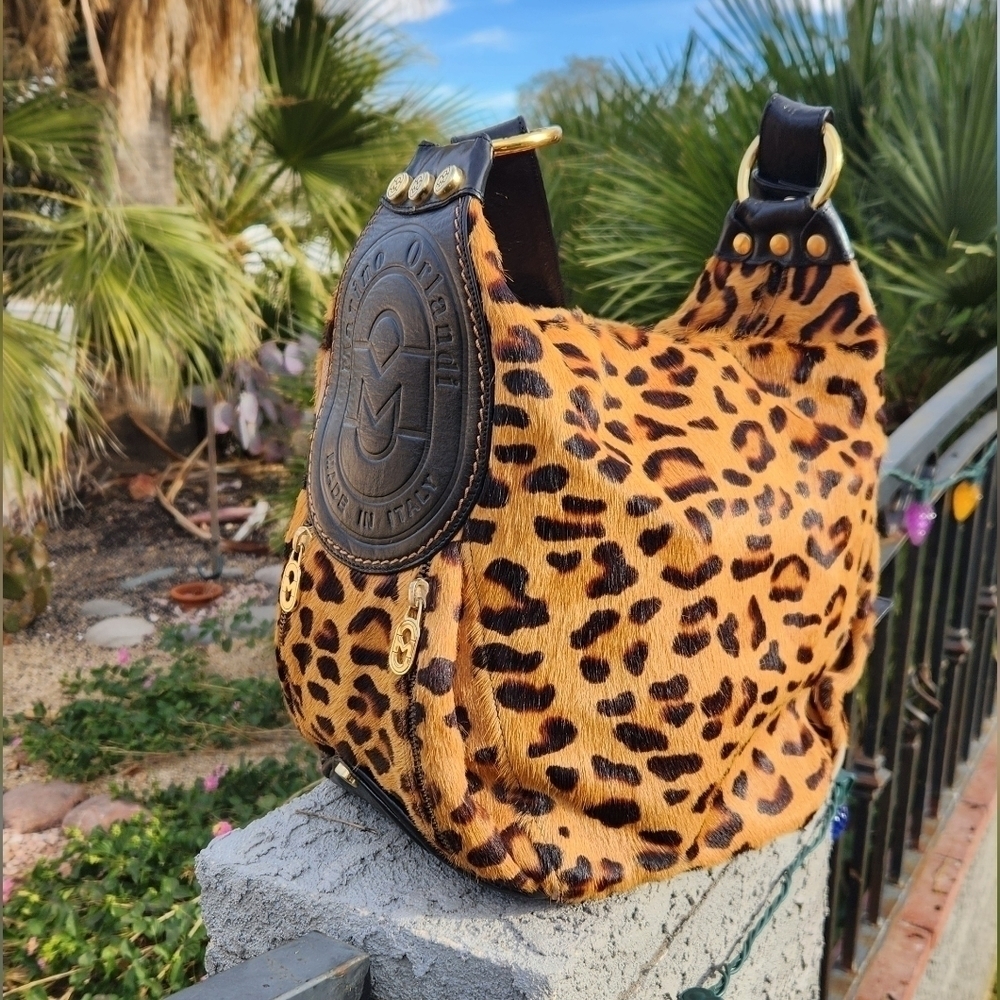 Vintage Marino Orlandi Italian Designer Cheetah‎ Haircalf  Crossbody Bag Purse - Picture 5 of 16